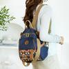 Vintage Color Block Backpack Ethnic Embroidery Shoulder Bag Large Capacity Backpack