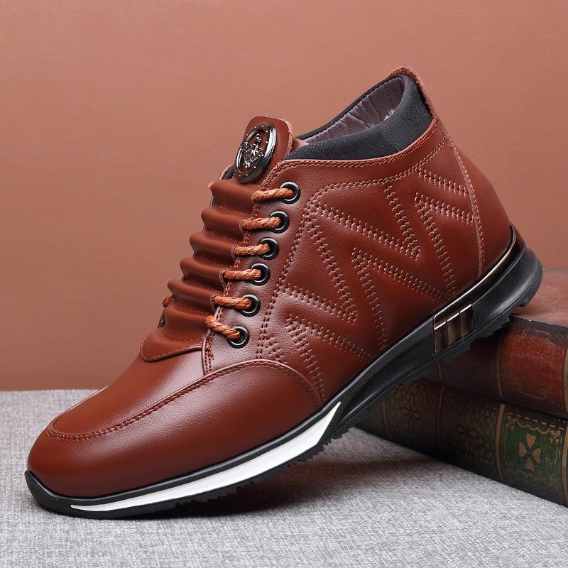 Broken code clearance treatment, winter wool men's cotton shoes, velvet warm men's boots, sports middle-aged casual leather shoes men's shoes