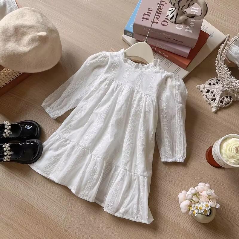 Girls Spring Autumn Long Sleeve Embroidered Princess Dress Stylish Baby Party Gown For Kids 120cm