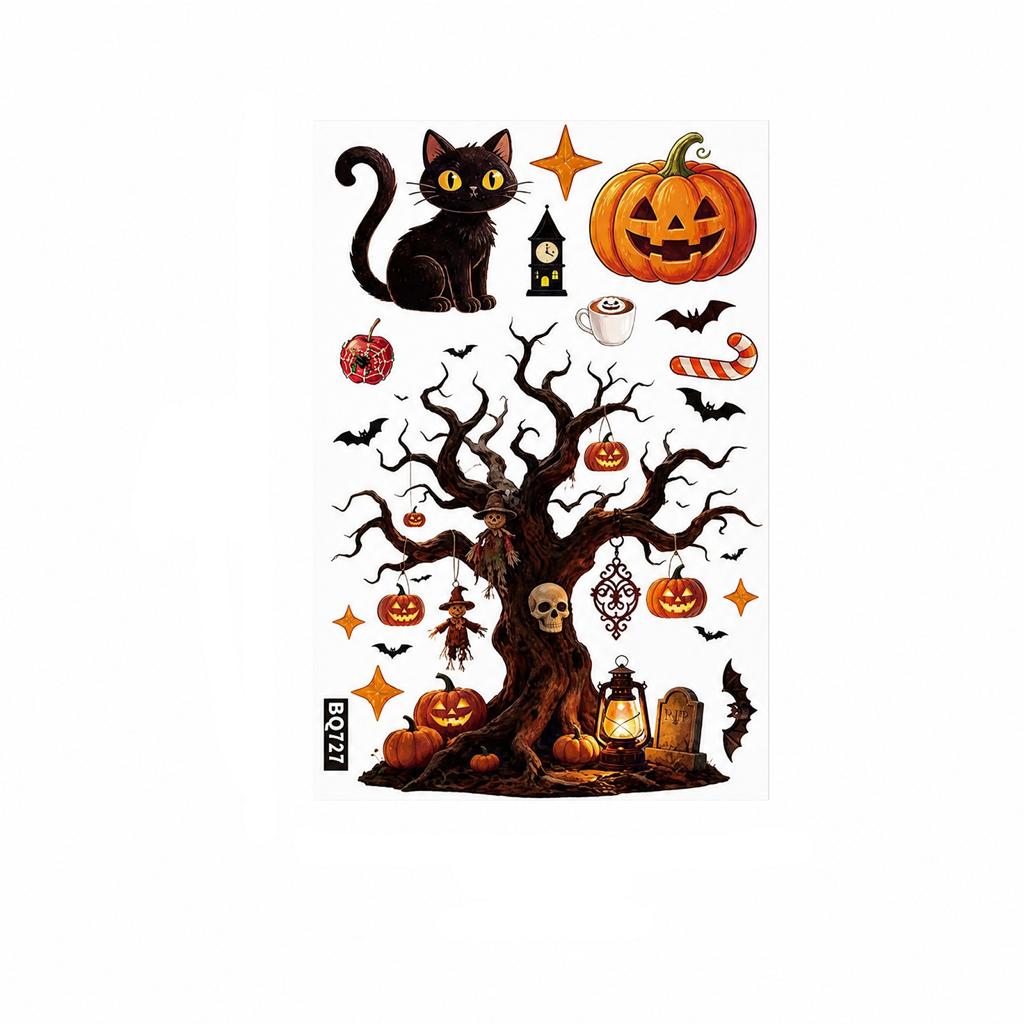Halloween Dead Tree Pumpkin Static Cling Window Stickers Glass Decorations 727