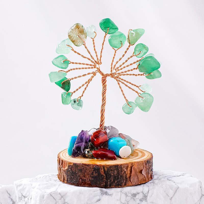 Lucky Mini Tree Natural Crystal Wire Winding Amethyst Citrine Gravel Home Office Feng Shui Decoration Crafts Money Trees Gifts