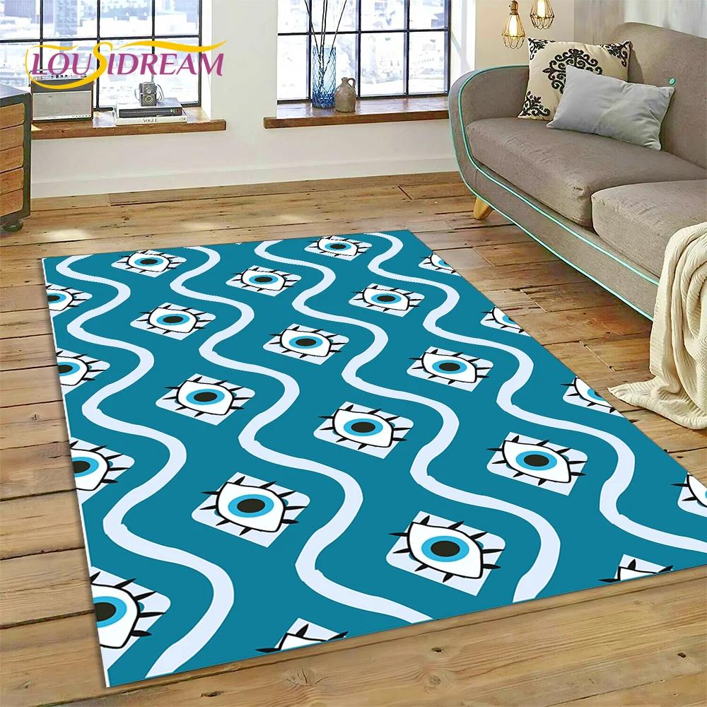 Evil Eye Turkey Blue Nazar Eye of Horus Rug Carpet for Living Room Bedroom Decor,Floor Mat Non-slip Decoration for Sofa Doormat