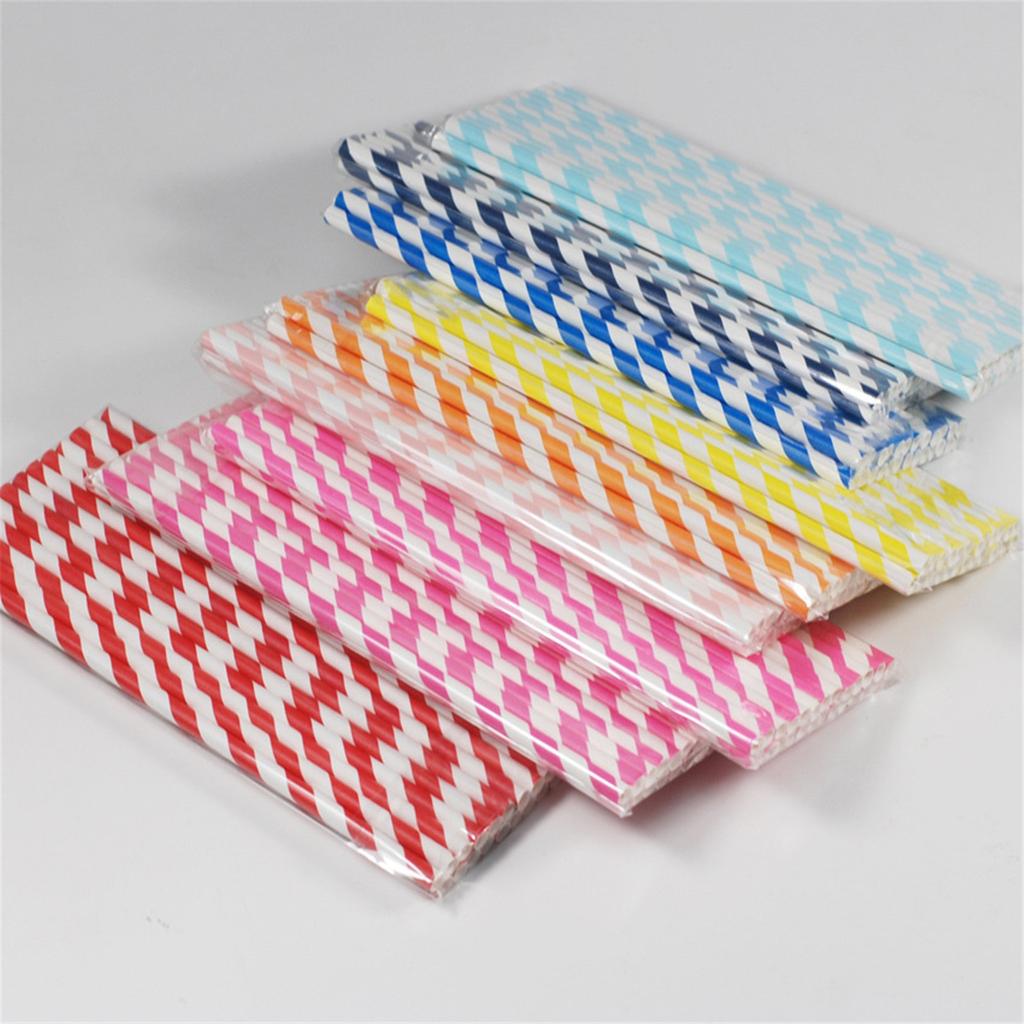 Retro Stripe Paper Drinking Straws Vintage Polka Party Wedding Birthday Straw