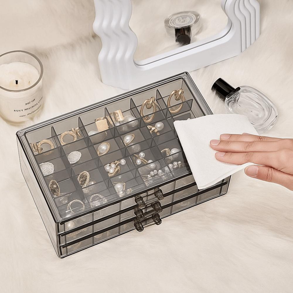 Large Capacity 72 Grids Jewelry Box Dustproof Jewelry Organizer  Dressing Table