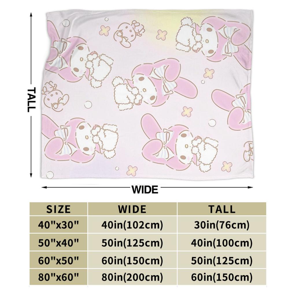 Kawaii My Melody Blanket Flannel Spring/Autumn Anime Multifunction Warm Throw Blanket for Sofa Car Rug Piece