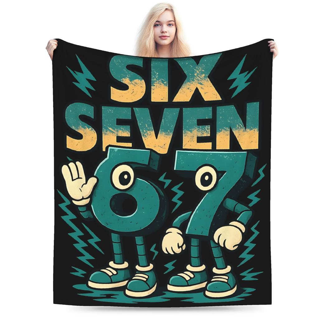 Kids Meme 67 Six Seven 6 7 Italian Brainrot Super Soft Blankets  Kids Plush Throw Blanket Print Flannel Bedspread Sofa Bed Cover