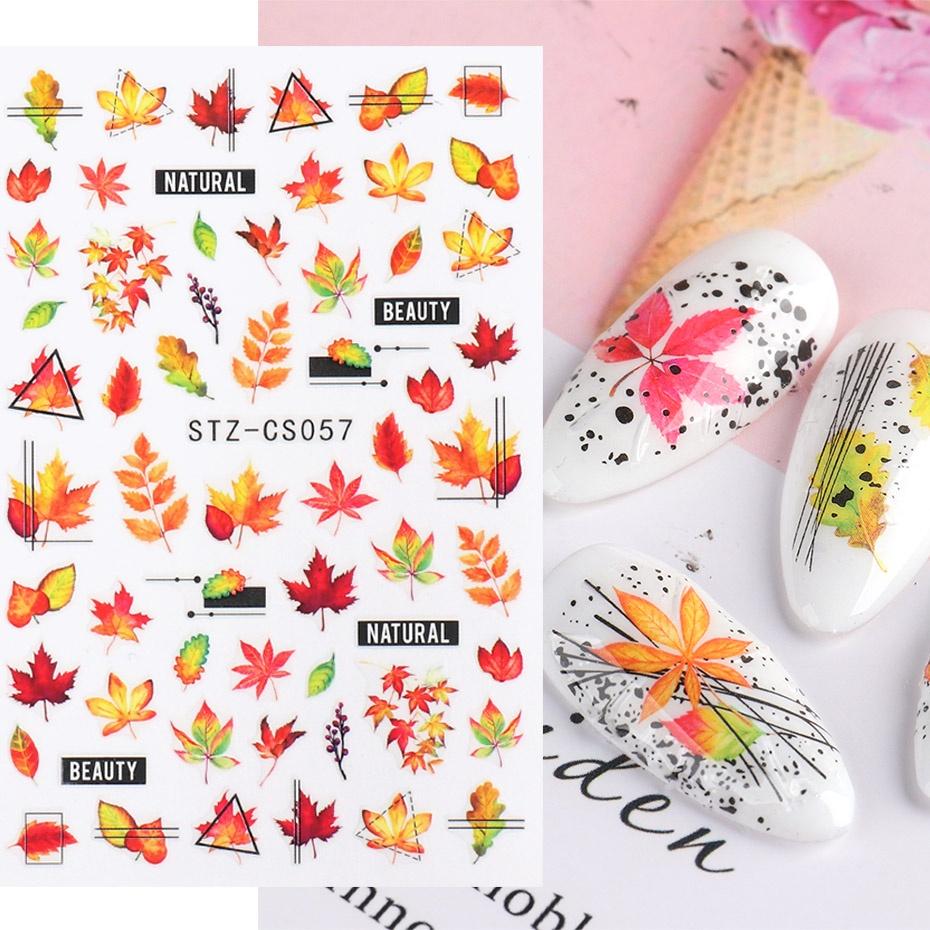 1 ark 3D självhäftande nagelklistermärken Dekaler Bokstav Blomma Löv Fjäril Våglinje Nail Art Decoraton