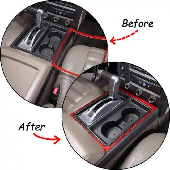 Red Carbon Fiber Center Console Gear Panel Trim Sticker for Hummer H2 2003-09