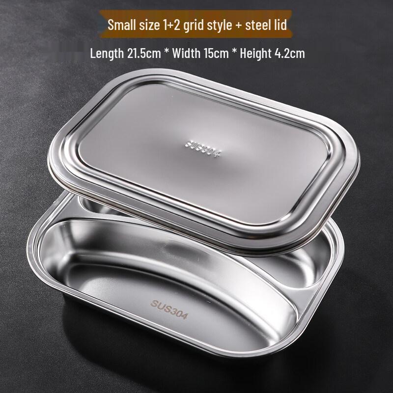 

304 Stainless Steel 3-Compartment Meal Tray with Lid