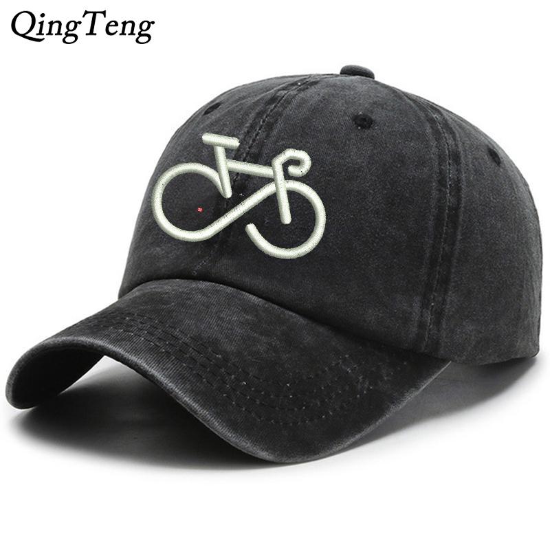 Washed Cotton Embroidered Bicycle Baseball Cap Men's Snapback Hats For Women Gorras Bone Outdoor Sports Dad Hat