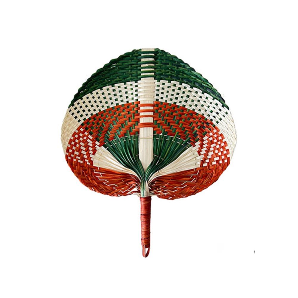 

Натуральный бамбуковый плетеный веер Ручной работы Соломенный веер Винтажный ротанговый веер Лето Style 1