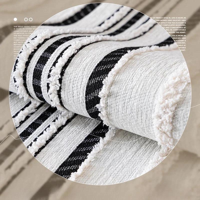 Nordic Black Stripes Chenille Sofa Covers for Living Room Four Seasons Universal Couch Protector Mat Anti-slip Sofa Towel
