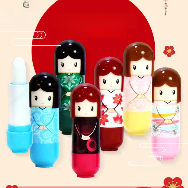 Hengfang Shijing Niedlicher Cartoon-Kimono-Puppen-Lippenstift – Feuchtigkeitsspendendes, pflegendes und schützendes Lippen-Make-up