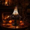 18cm Decorative Witch Hat Table Lamp with Stained Glass Style Shade and USB Plug for Indoor Seasonal Ambience Lighting
