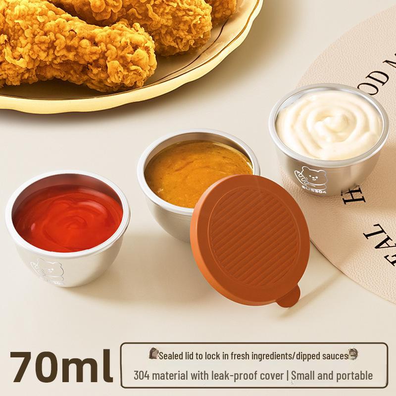 304 Stainless Steel Mini Dipping Sauce Bowl - Korean Style for Soy Sauce, Vinegar, Ketchup, and BBQ