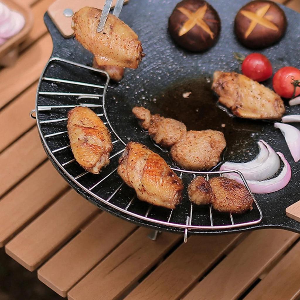 Barbecue Grid Camping Cooking Baking Net Stainless Steel Cooling Rack Wire Grid Cake Rack Fire Cooking Grill Indoor Outdoor