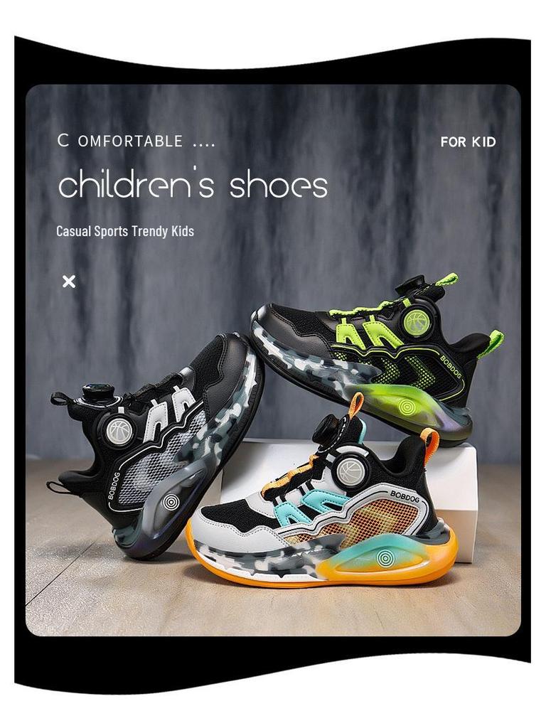 Bobodou Boys' 2026 Waterproof Leather Sports Shoes: Lightweight Basketball and Running Footwear