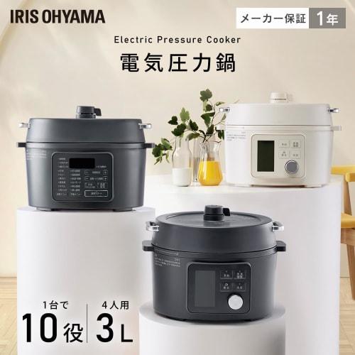 Iris Ohyama Healthy Plus Electric Pressure Cooker, Grill Pot, 2-in-1, 3L, Serves 2-3 People, Includes 52 Healthy Recipes and 108 Recipes, Gray, PMPC-M