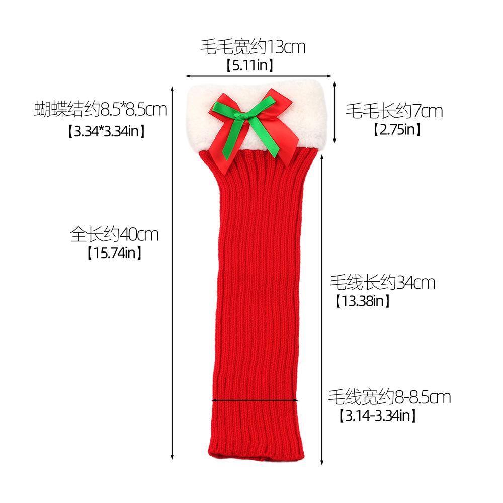 Red Velvet Christmas Socks with Plush Warm Socks New Autumn Winter Knitted Pile Socks Leg Guards Foot Warmers Bow Sock Sleeves