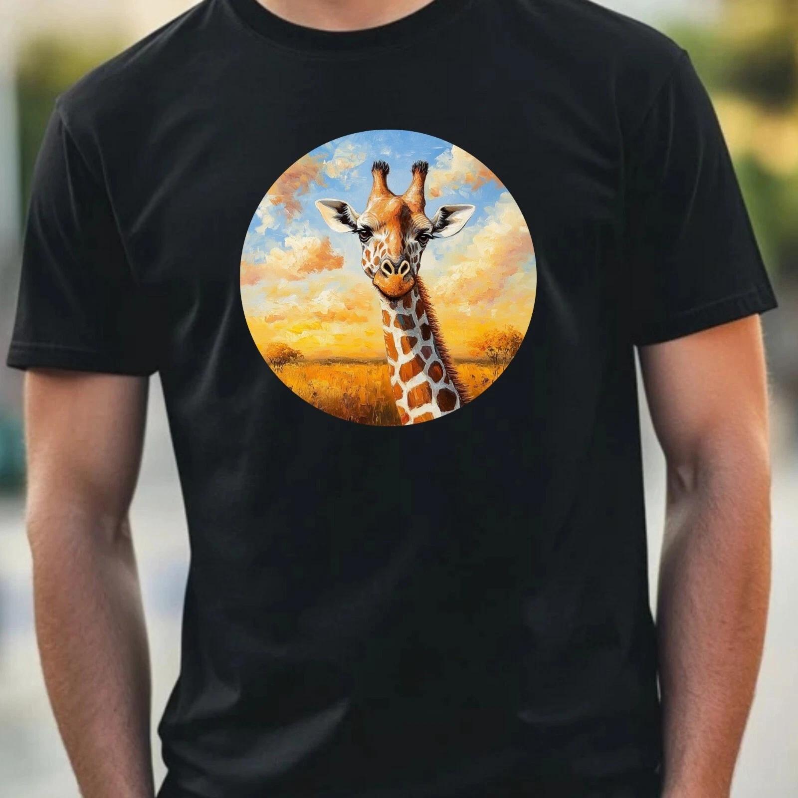 T-Shirt Herren Giraffe Portrait Motiv Baumwolle Größe XS bis 5XL XS