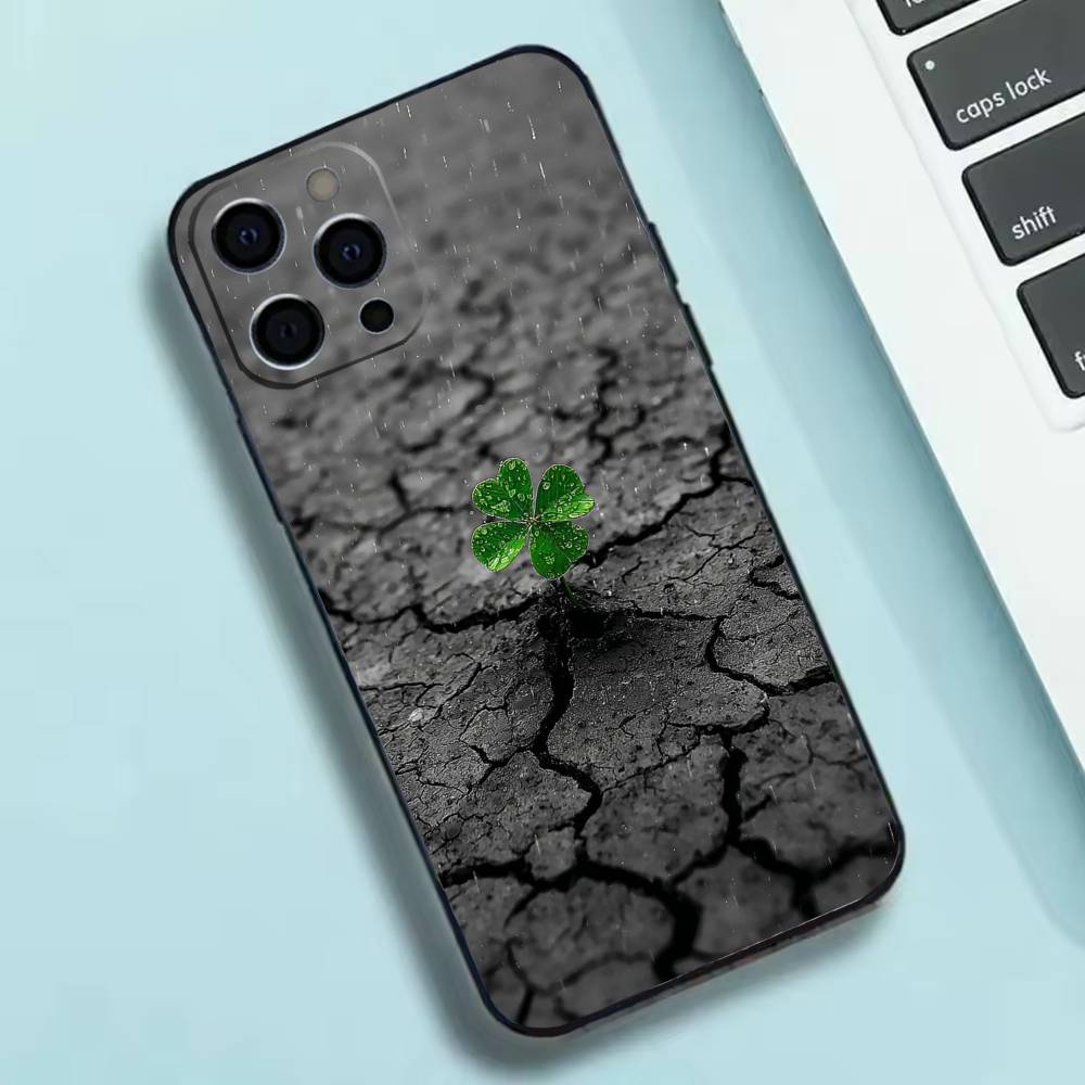 Lucky Four-Leaf Clover Phone Case Silicone Soft For IPhone 17 16 15 14 13 12 11 X XR Plus Pro Max Plus