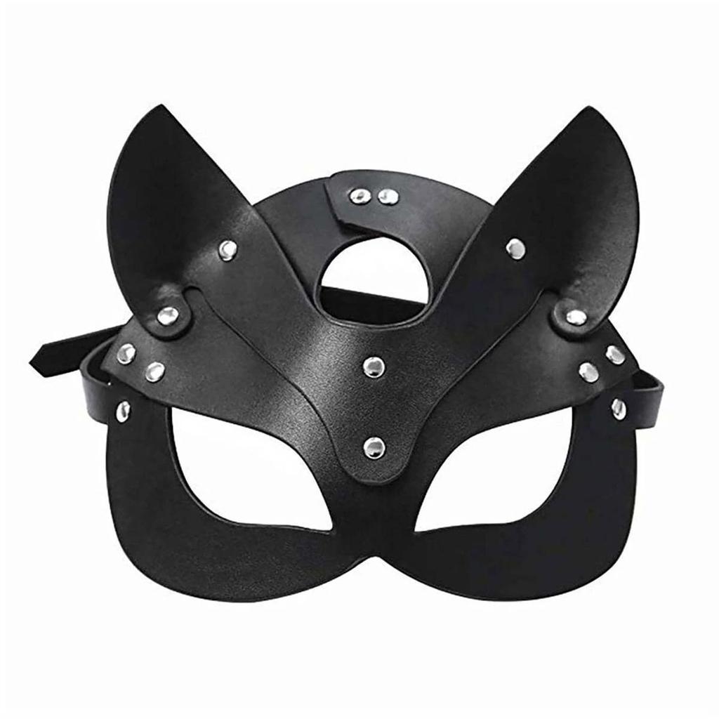 1pc Rivet Embellished Multi-color Leather Cat Ear Mask Is A Must-have Artifact For Trendsetters Going Out To Parties and Dances