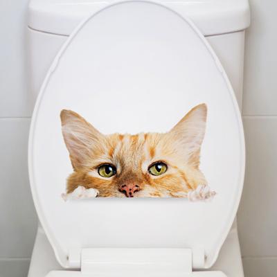 Autocollants chat drôle vif, imperméables, faciles à enlever, décoration de salle de bain
