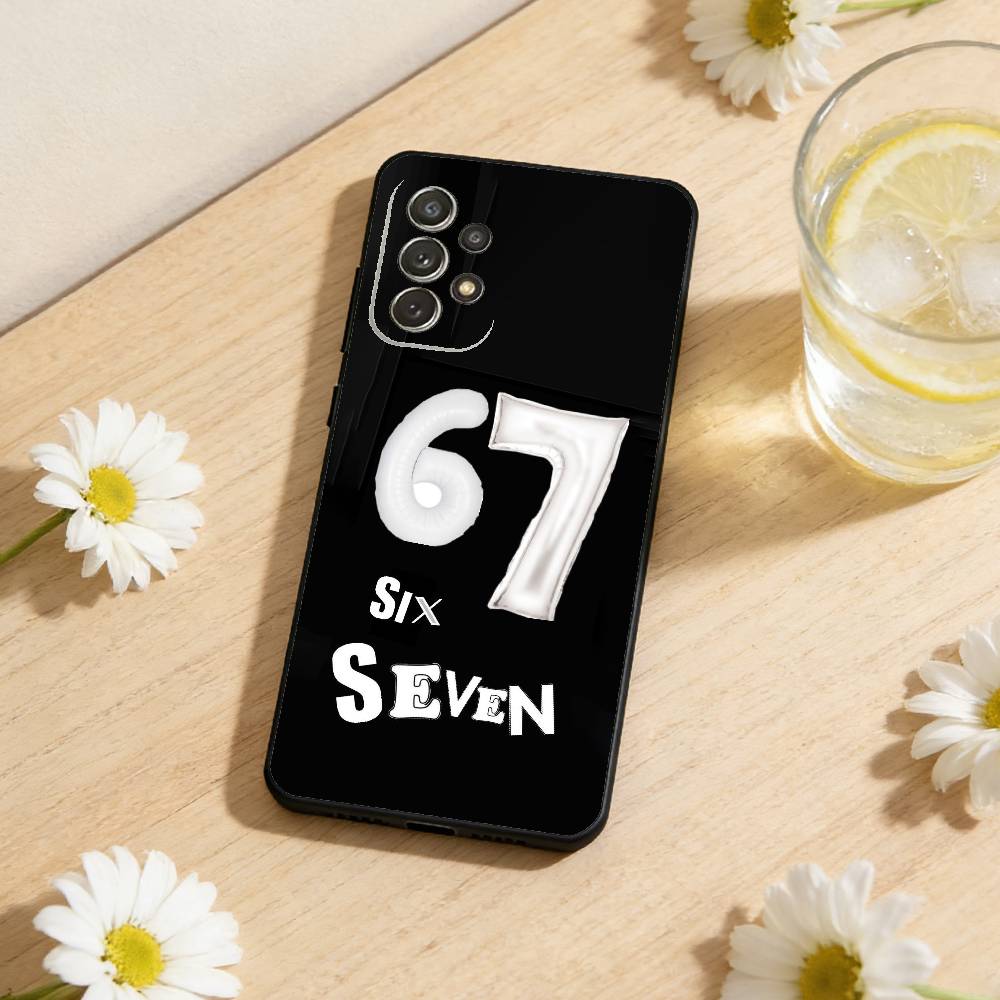 67 Six Seven Phone Case For Samsung S26,S25,S24,S21,S22,S23,S30,Ultra,S20,Plus,Soft Silicone Black Cover