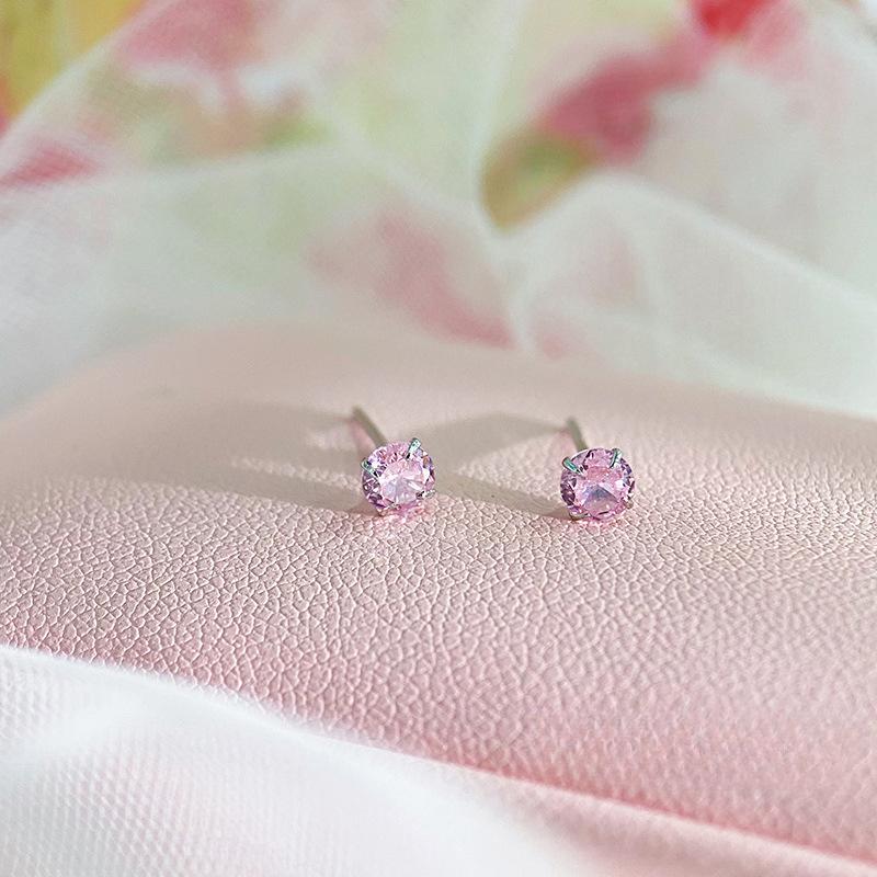 Милые розовые бриллиантовые серьги для женщин, мини-маленькие милые пирсинги ушей, повседневные студенческие аксессуары для ушей