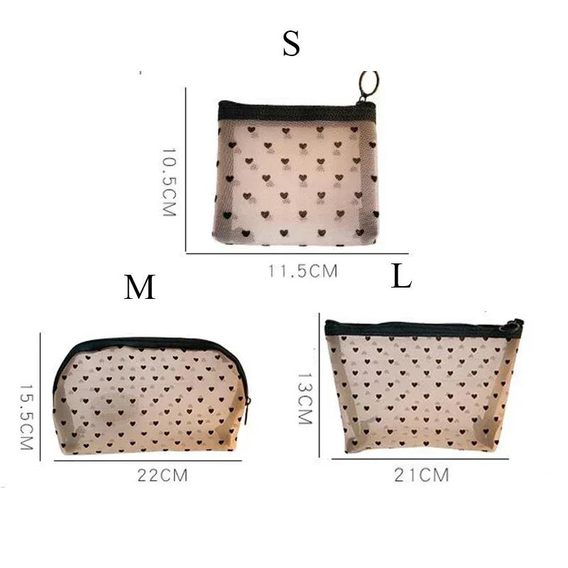 1pcs Unisex Mesh Clear Cosmetic Bags Small Large Black Makeup Bag Portable Travel Toiletry Organizer Case Lipstick Storage Pouch