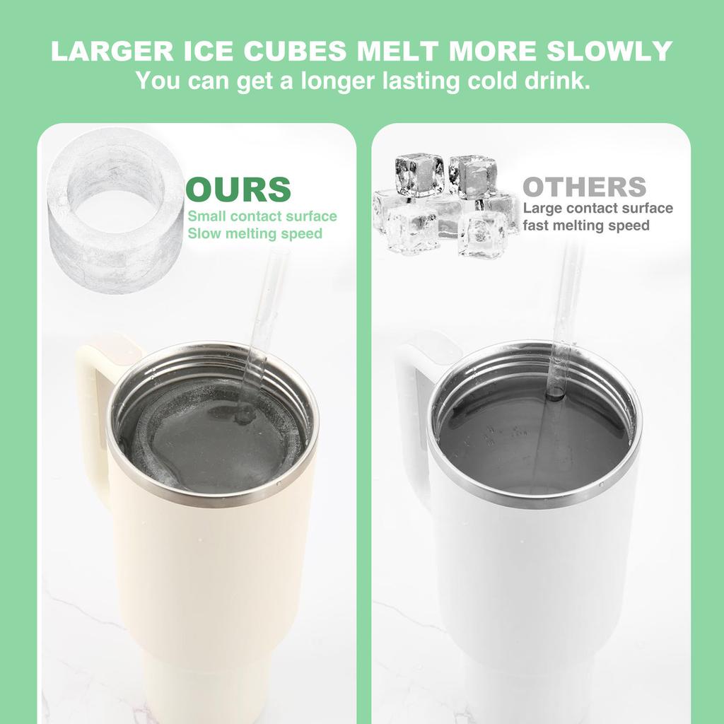 Vylepšená silikonová miska na led a forma Velká válcová miska na led na kávu pro lednici s víkem a skleněným příslušenstvím