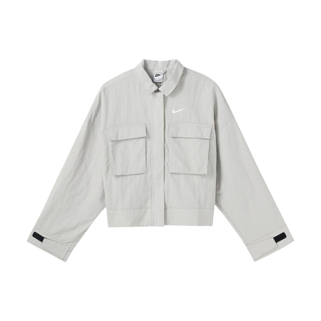 Nike Sportswear Essentials Cropped Coats Women's Limestone White Lapel Moderate DM6244-012