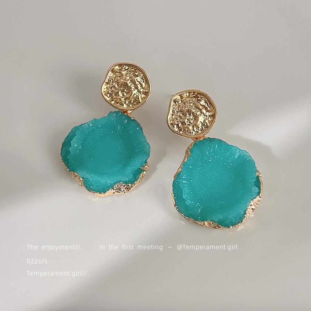 Summer new glacier blue design atmospheric earrings holiday wind fresh and sweet earrings