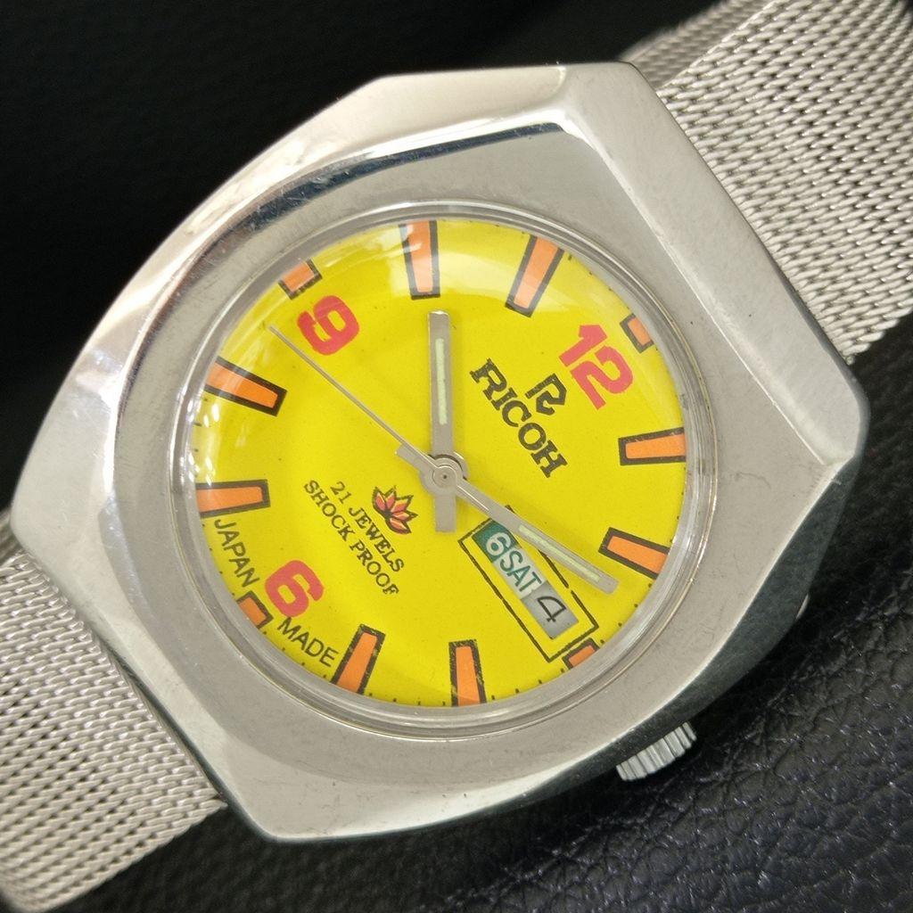 

RICOH R31 AUTOMATIC VINTAGE JAPAN MENS YELLOW COLOR DIAL WATCH a706844-1