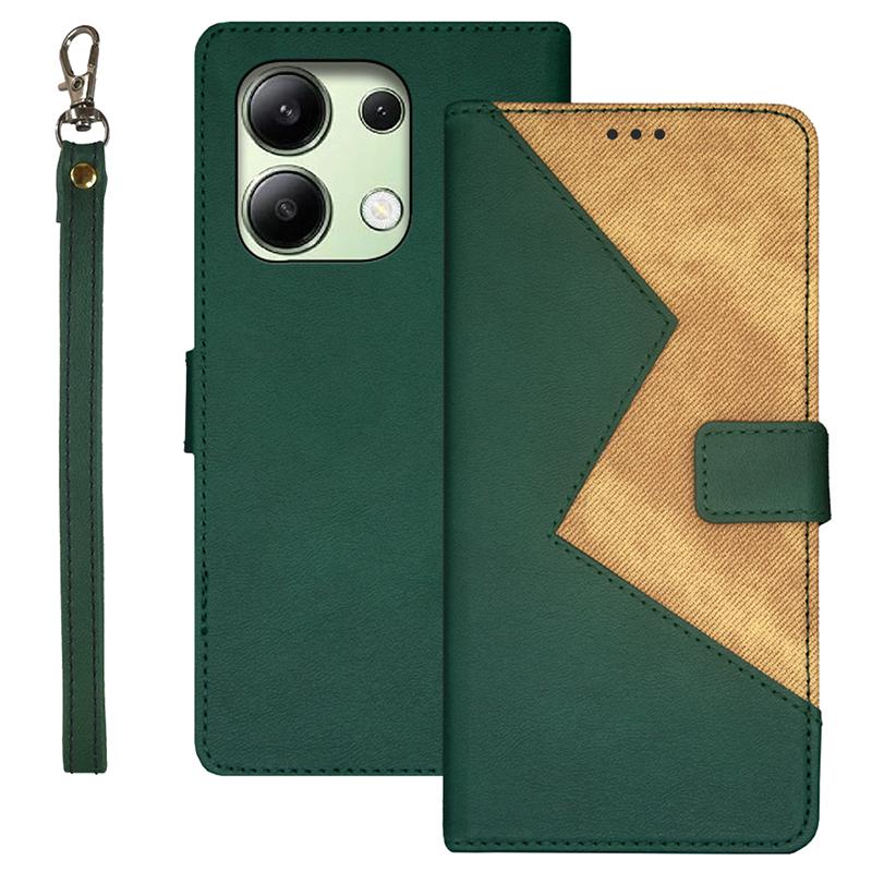 

IDEWEI For Xiaomi Redmi Note 13 4G Case Card Slots TPU+PU Leather Phone Cover Green