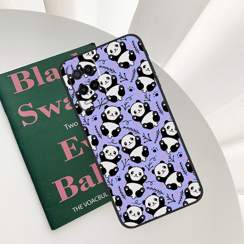 Cute Panda Case For Oppo A15 A16 A17 A52 A72 A76 A96 A54 A74 A94 A54S A57S A58 A78 A98 A57 A77 Cover