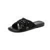 Fashion Silver Paillette Slippers Woman Cross Band Flats Sandals Ladies Summer Flipflops Bling Bling Slides Shoes Femme House Pantuflas