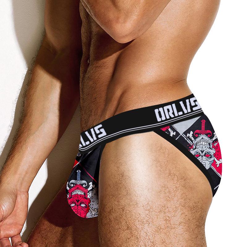 ORLVS Men's Ice Silk Seamless Sport Briefs: High-Cut, Breathable, Quick-Dry, Low-Waist U-Pouch.