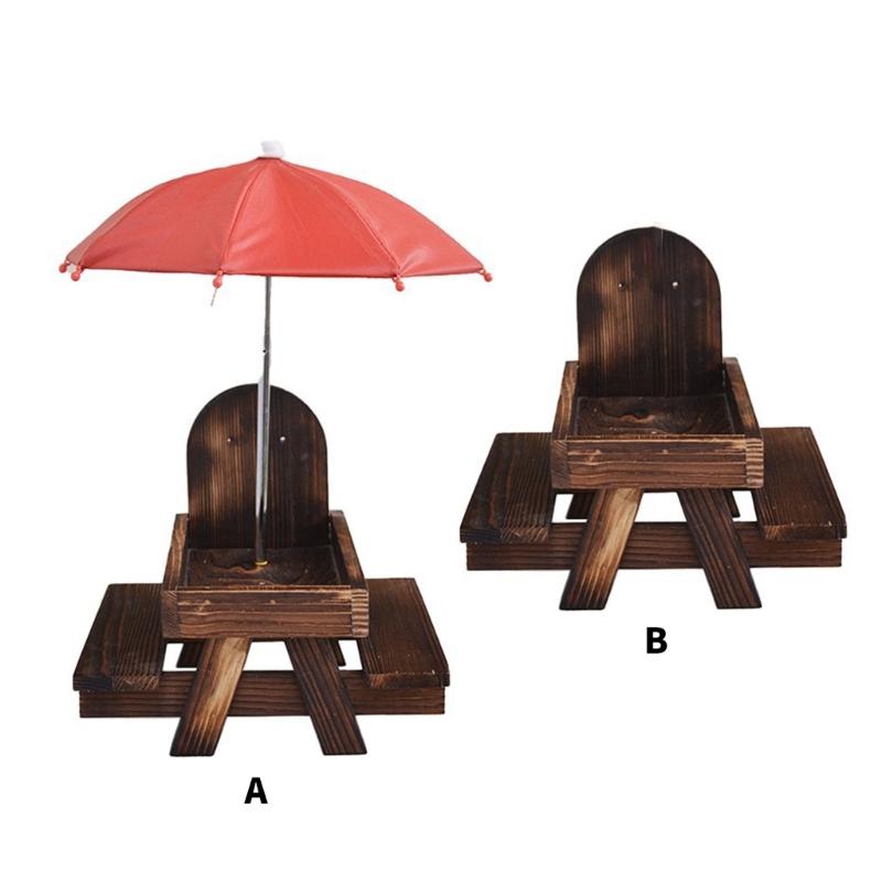 Small Pet Feeding Station Squirrels Feeder Outdoor Decorative Table Feeder With Protective Umbrella for Small Animal