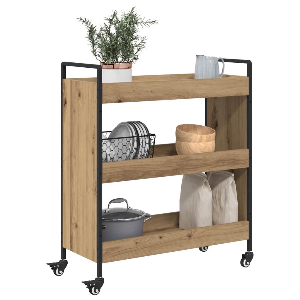 Kitchen Trolley Artisan Oak 70 X 30 X 82 Cm Engineered Wood