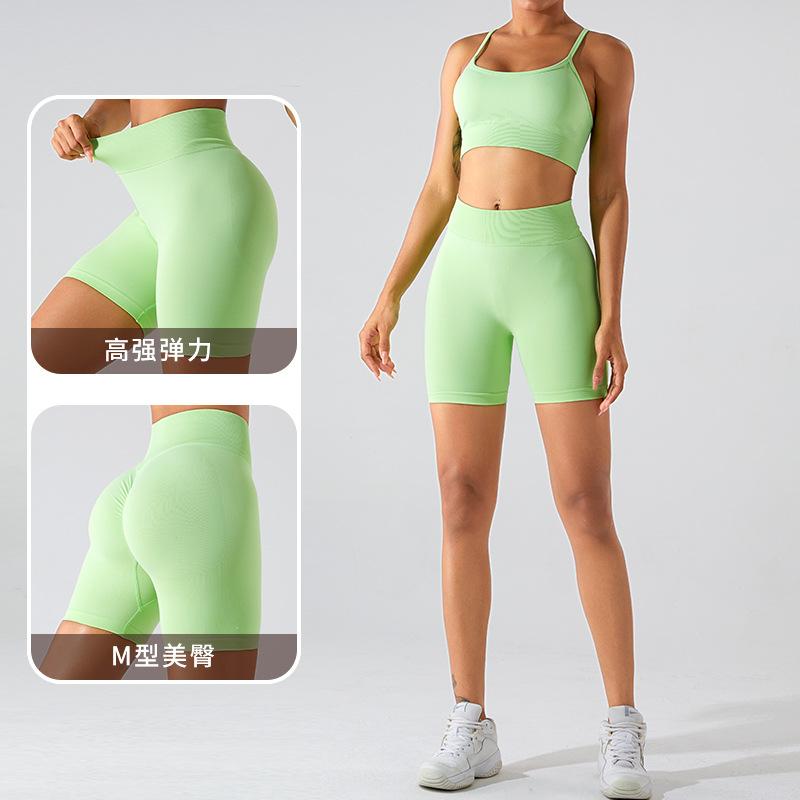 European and American new high-waisted yoga shorts women's peach belly and hip pants leggings running sports fitness pants
