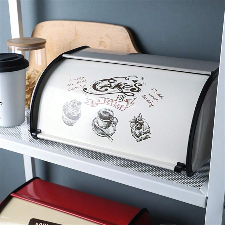 Kitchen Metal Bread Box ,Desktop Food Container ,Outdoor Picnic Snack Box ,Convenient Flip Cover Bread Bin Kitchen Organizer