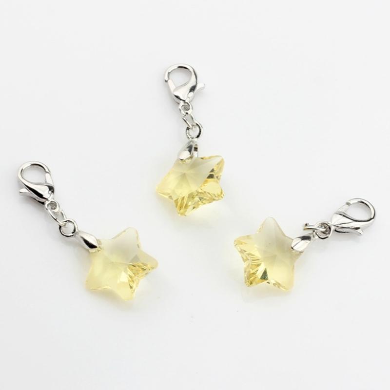 Five-Pointed Star Crystal Beads Tassels Charm Lobster Clasp Pendant for DIY Keychain Necklace Jewelry Making Tool