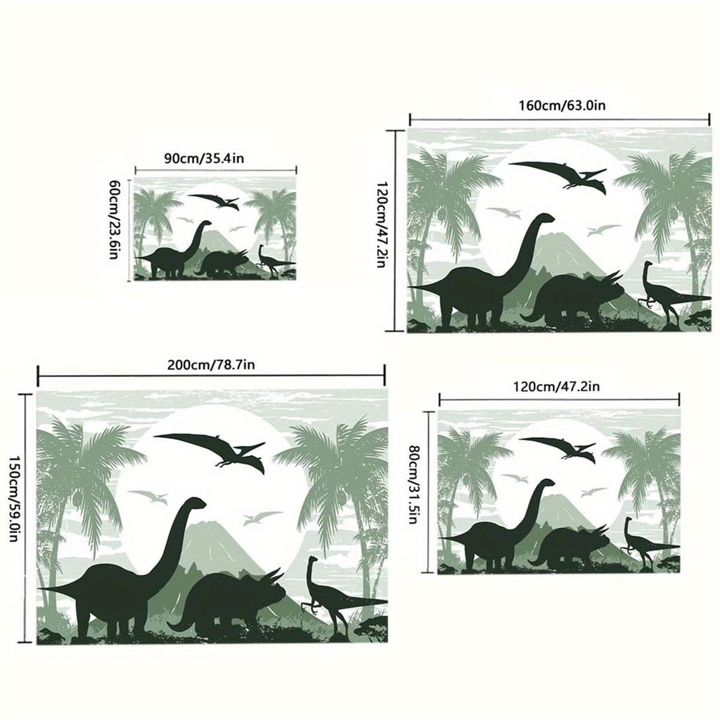 1pc Dinosaur Pattern Soft Floor Mat - Floor mat Crystal Velvet, Tropical Palm Tree & Mountain Design, Non-Slip & Durable Rug for