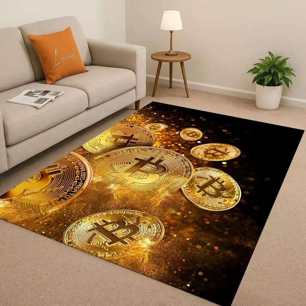 HD Rich BTC Bitcoin Circuit Board Art Cartoon Living Room Non-Slip Area Rug Carpet for Bedroom Playroom Sofa,Home Decor Doormat