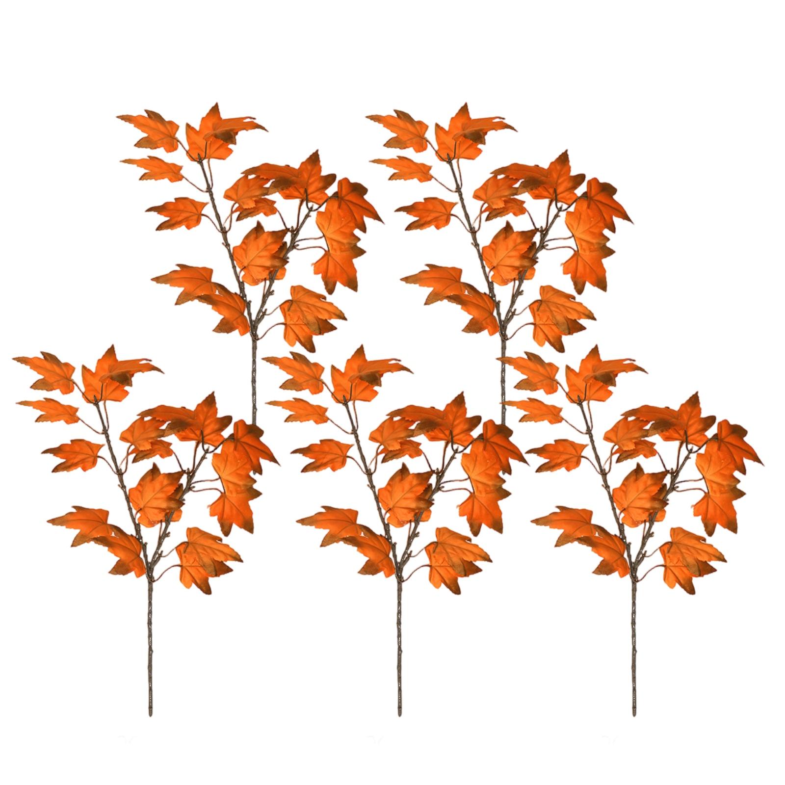 

5 шт. Искусственные кленовые листья Поддельные осенние листья Стебли Растения 15,35x9,06 дюйма Осенние листья Кустарники Искусственный декор на День благодарения Домашние аксессуары One Size