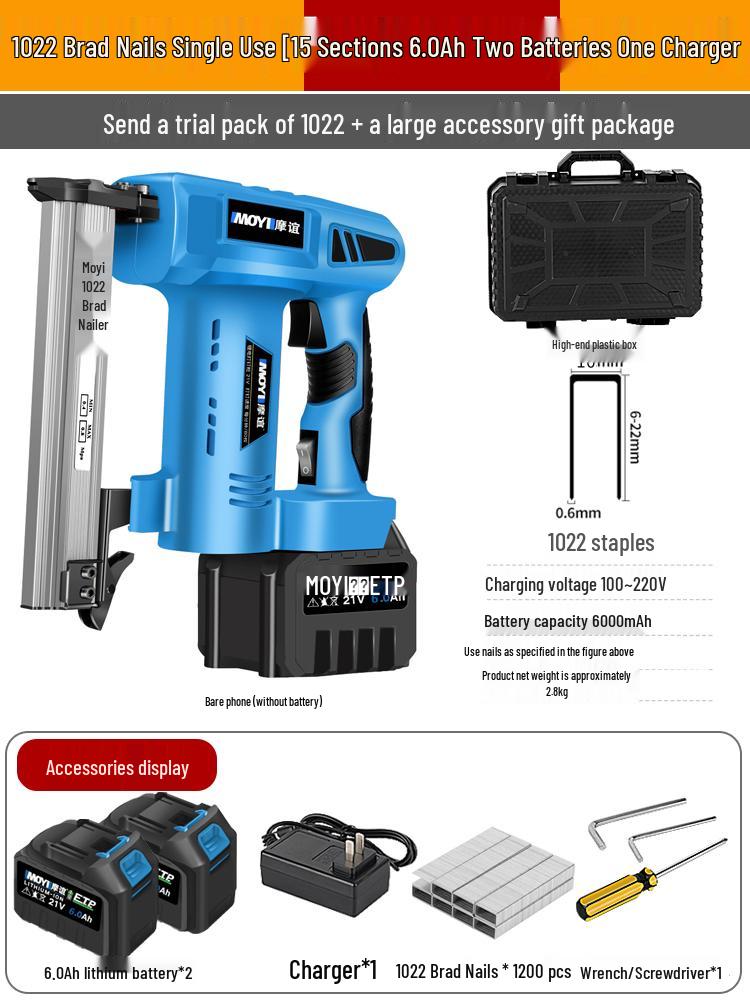Rechargeable Electric Nail Gun, F30 Brad Nailer & Stapler, with Lithium Battery for Woodworking.