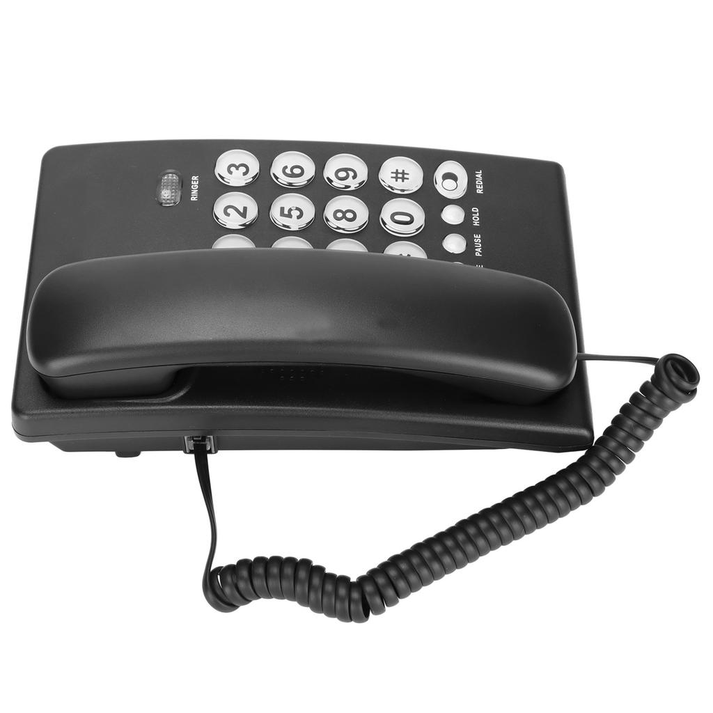 KXT504 Single Wired Corded Telephone Multifunction   Desktop Phone with Big Buttons for   Hotel(Black )