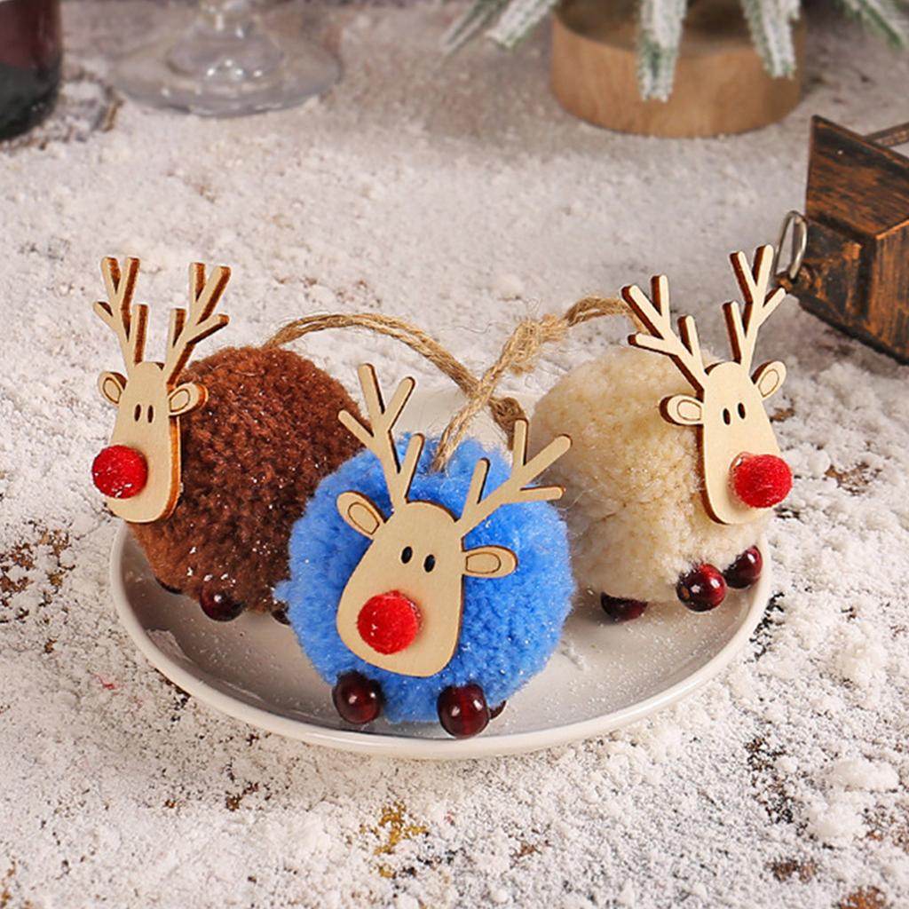 Comfortable Felt Deer Pendant Christmas Decorations Creative Elk Lamb Ball Christmas Tree Hanging Pendant Gift