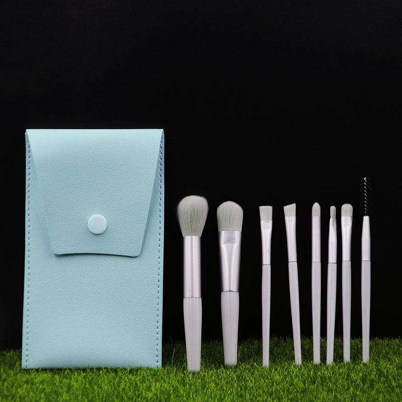 

Набор кистей для теней для век, сумка для кистей для макияжа, косметические инструменты, кисть для губ, мини-восемь кистей для макияжа, полный набор зелёный